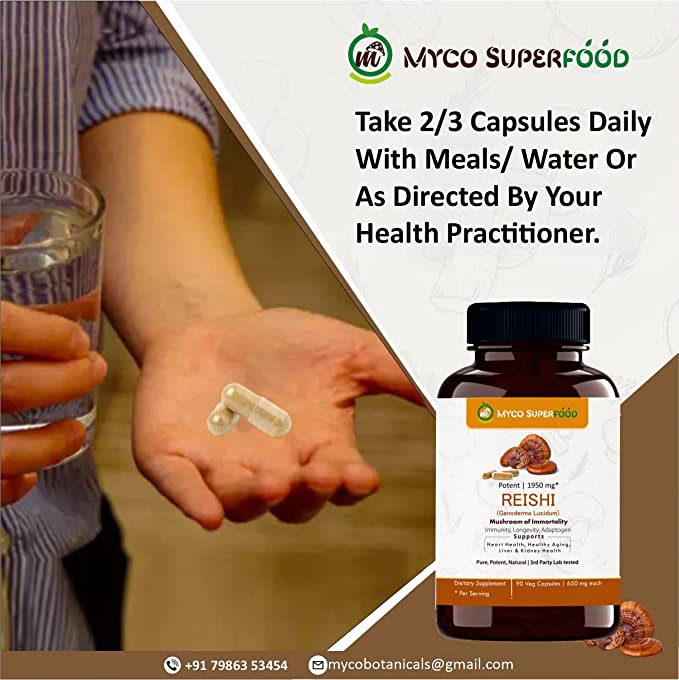MYCO SUPERFOOD Reishi Mushroom Extract Powder Capsules | Boosts Immunity - CBD Store India