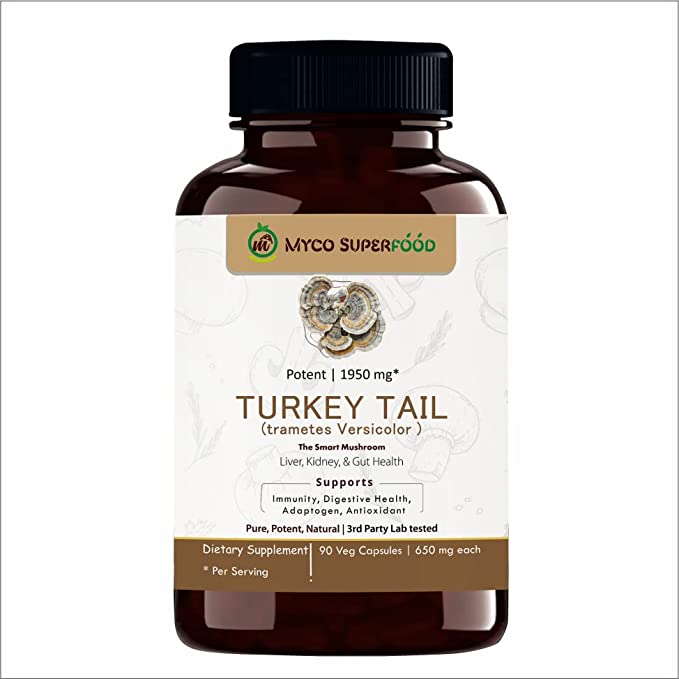 MYCO SUPERFOOD Turkey Tail Mushroom Powder Capsules | Supports Immunity, Digestive Health - CBD Store India