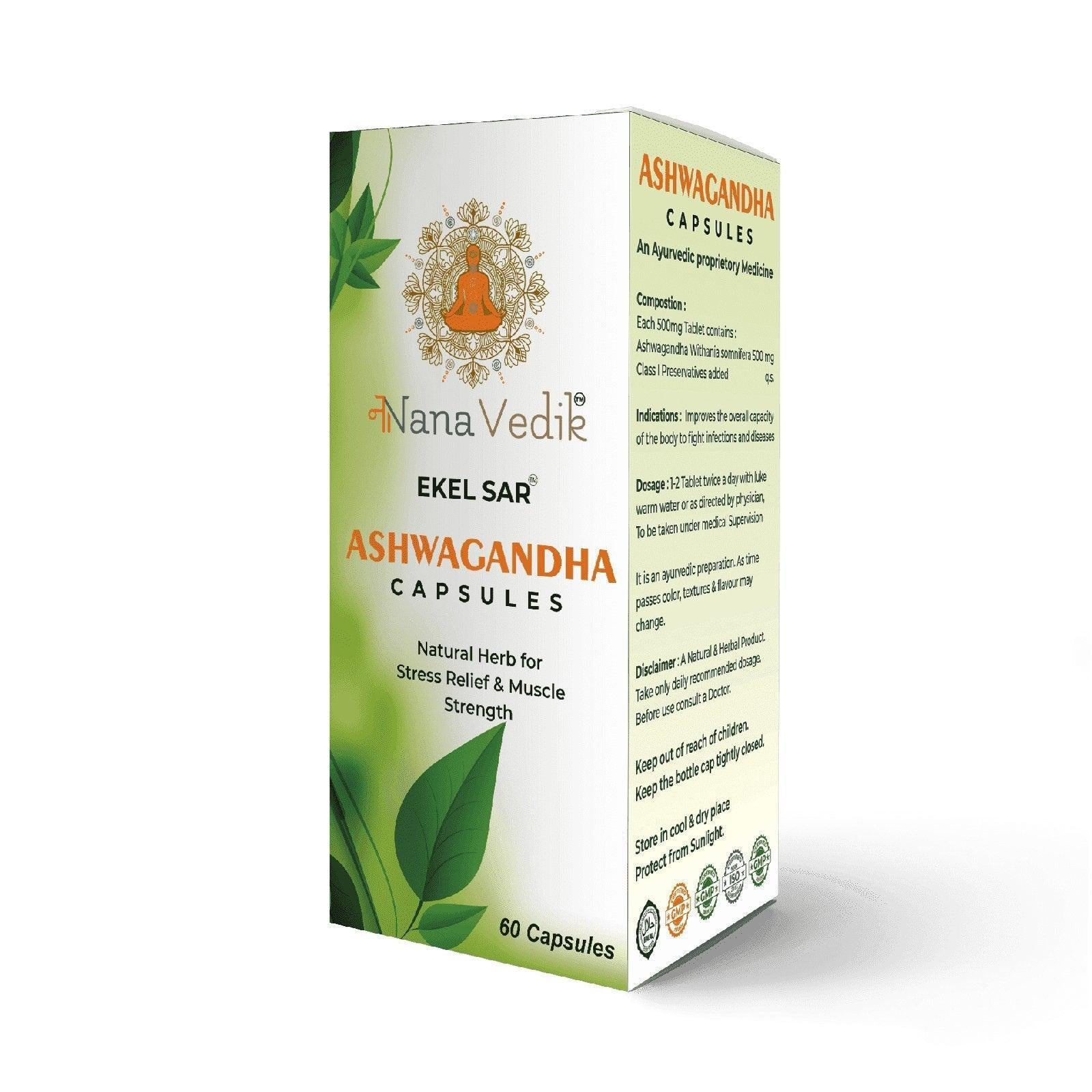Nana Vedik Ekel Sar Ashwagandha Capsules (60 capsules).