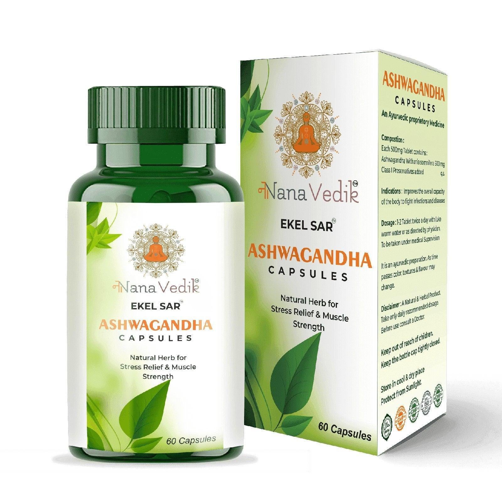 Nana Vedik Ekel Sar Ashwagandha Capsules (60 capsules).