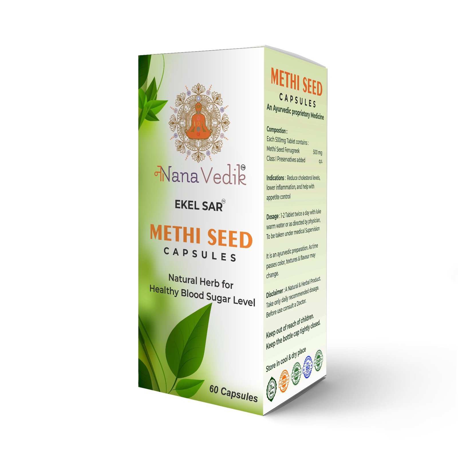 Nana Vedik Ekel Sar Methi Seed Capsules (60 capsules) - CBD Store India