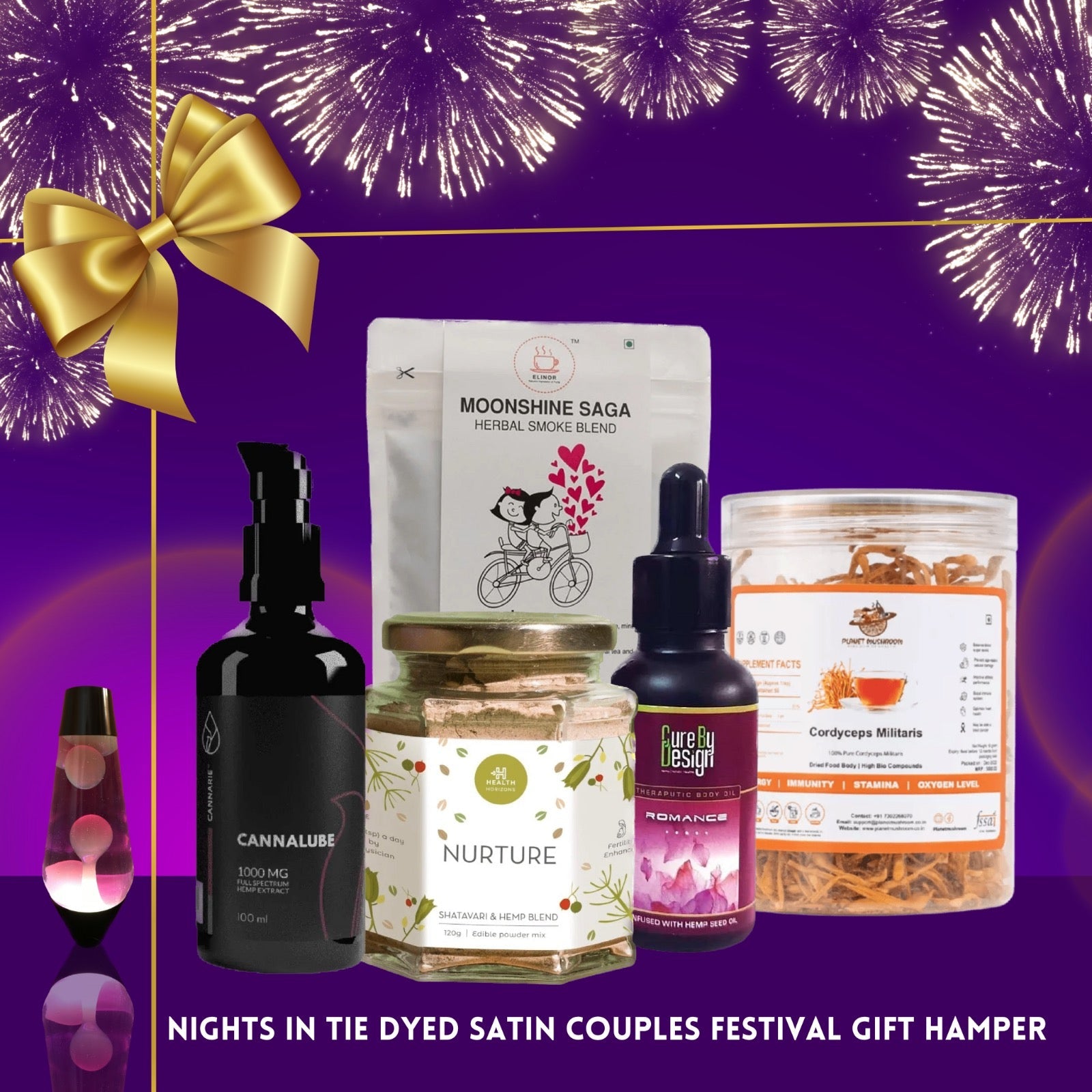 Nights in Tie Dyed Satin Couples Festival Gift Hamper - CBD Store India