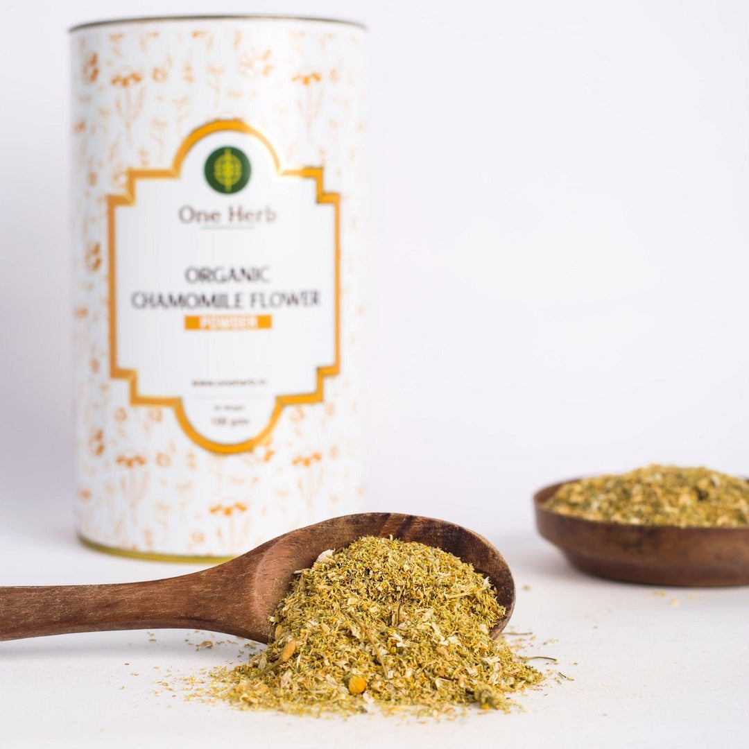 One Herb - Organic Chamomile Flower Powder 100 gmHerbal TeaChamomile Flower Powder - Organic 100 gm | Anxiety Relief, Insomnia Aid