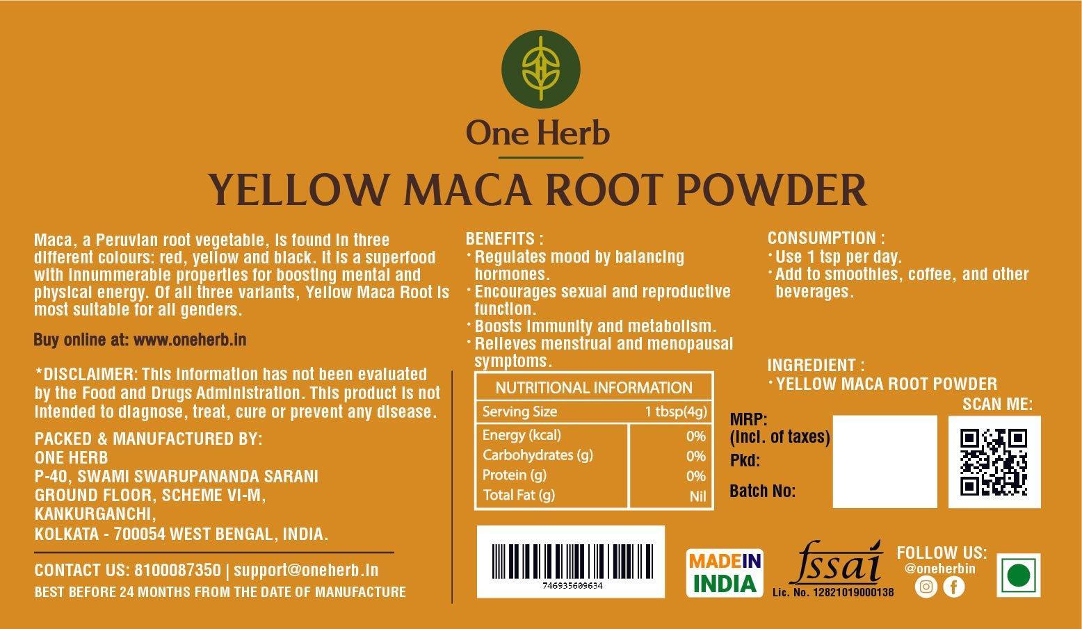 One Herb - Yellow Maca Root Powder 50 gm.