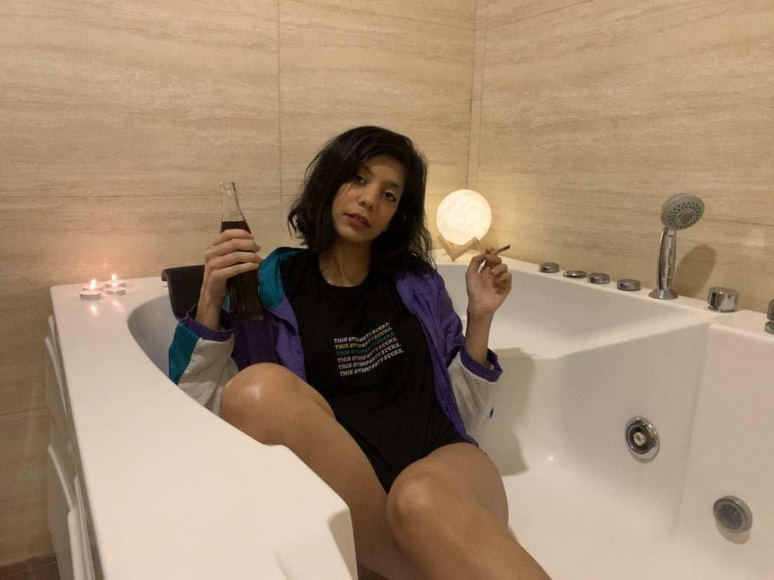 OUTERBODY LABS The Afterparty Queen UNISEX HEMP T-shirt.