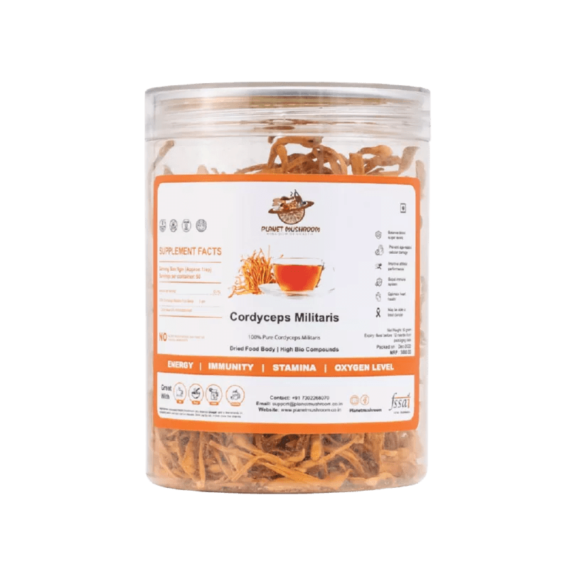 Planet Mushroom - Cordyceps Militaris (Box of 50 gms/50 servings) - CBD Store India