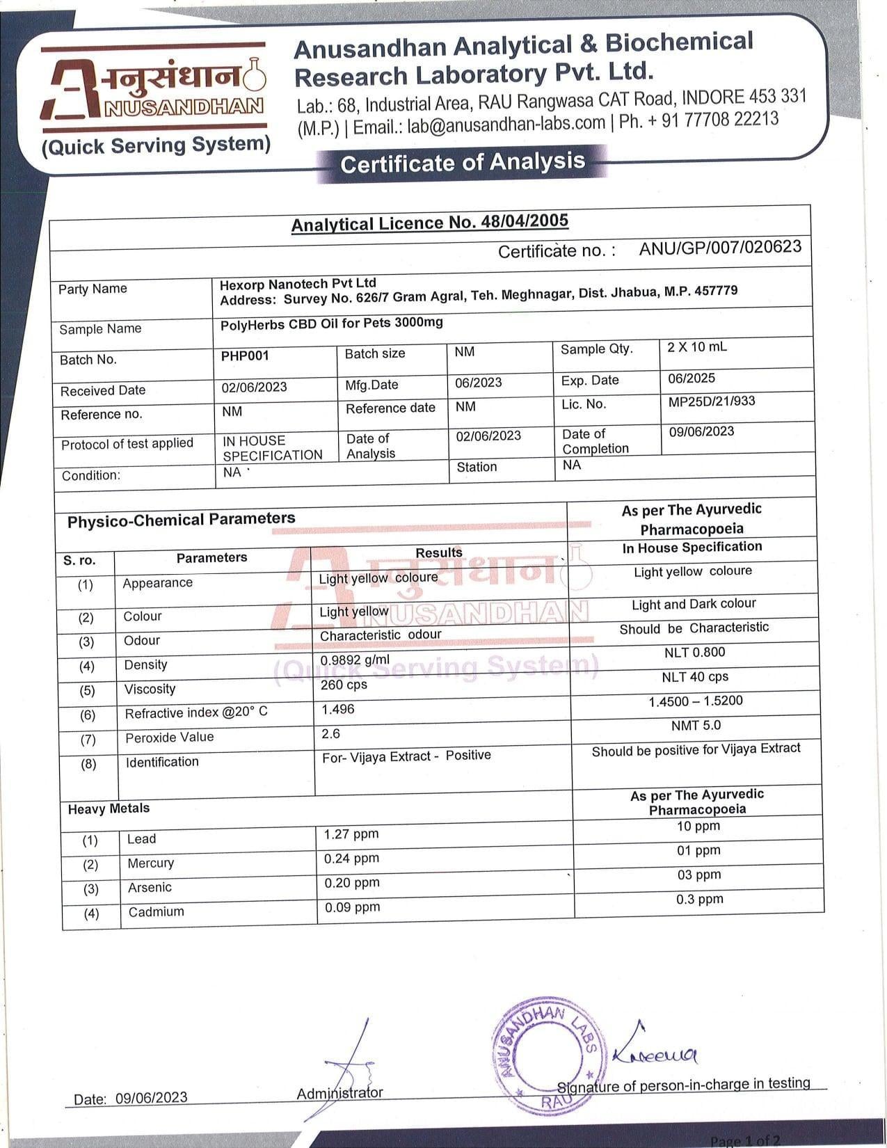 PolyHerbs - CBD Oil for Pets (Zero THC) | for Anxiety, Pain, Seizures, Tumor & More.