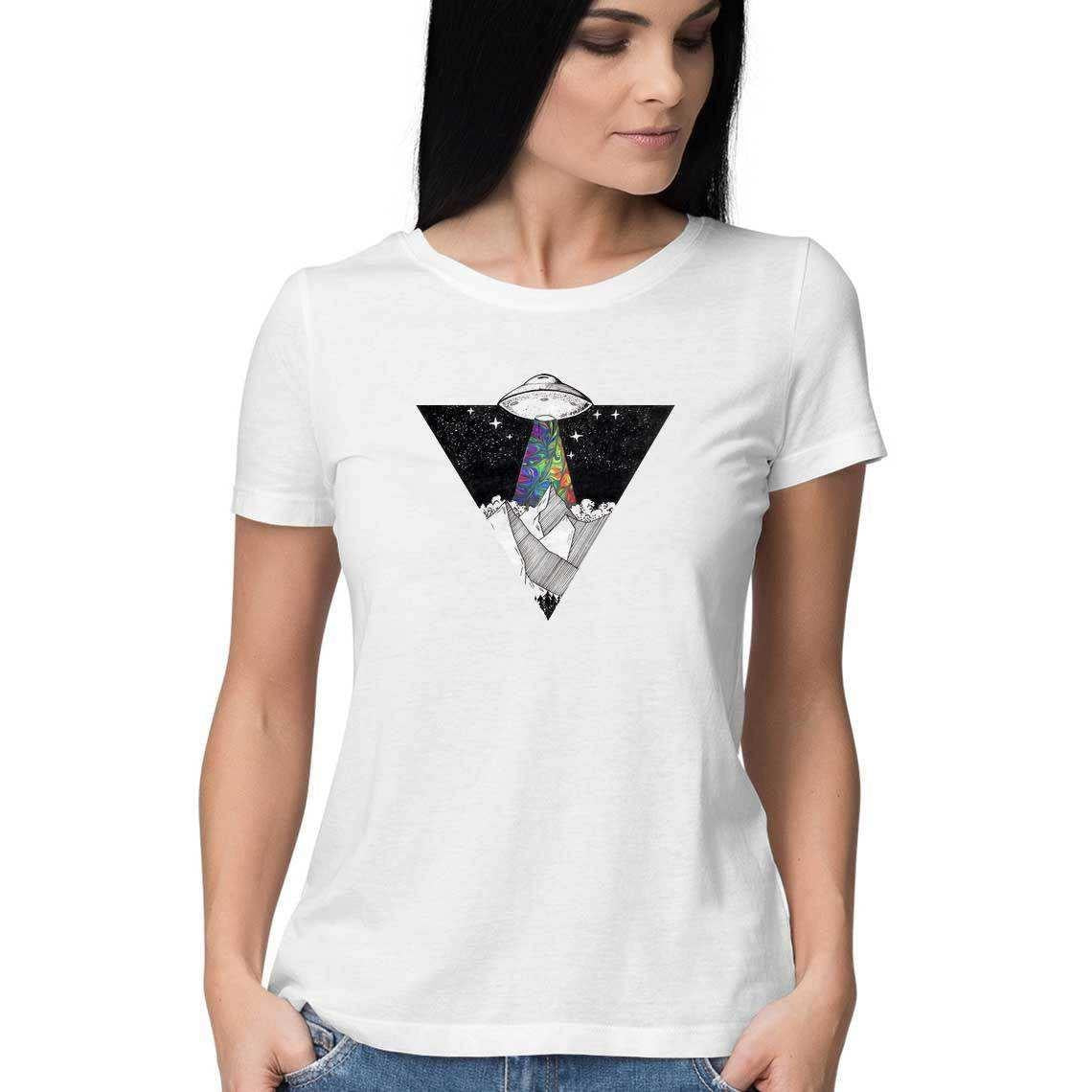 Psychedelic Alien Invasion Women's Graphic T-Shirt.