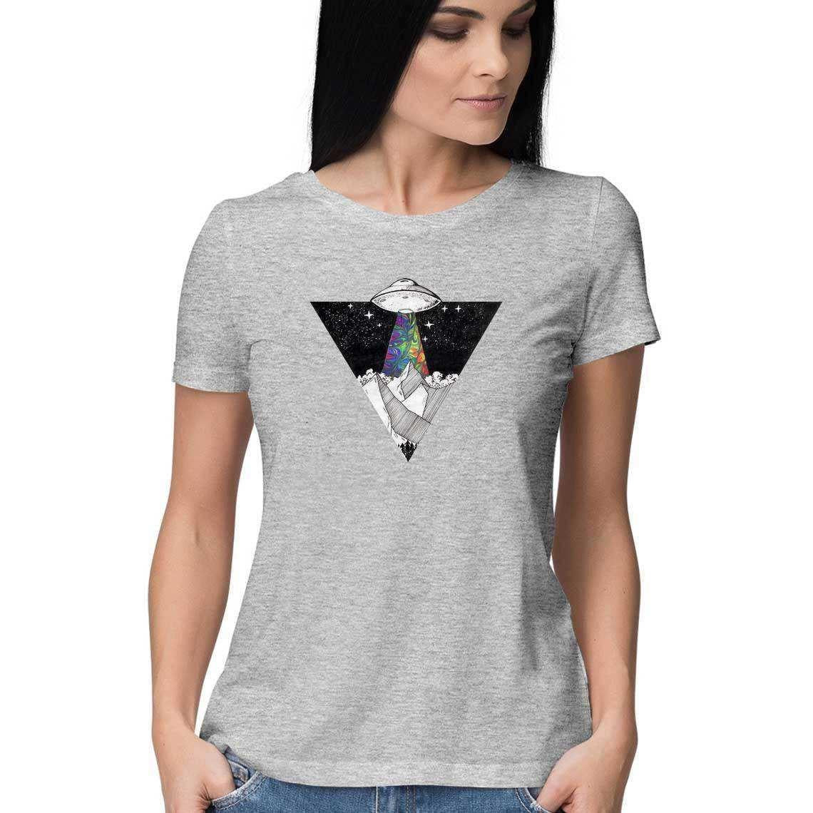 Psychedelic Alien Invasion Women's Graphic T-Shirt.