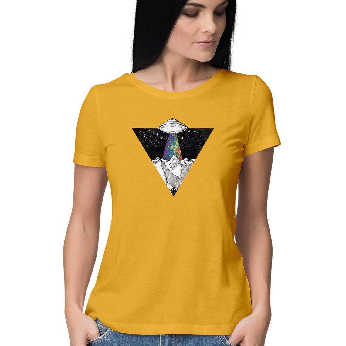 Psychedelic Alien Invasion Women's Graphic T-Shirt - CBD Store India