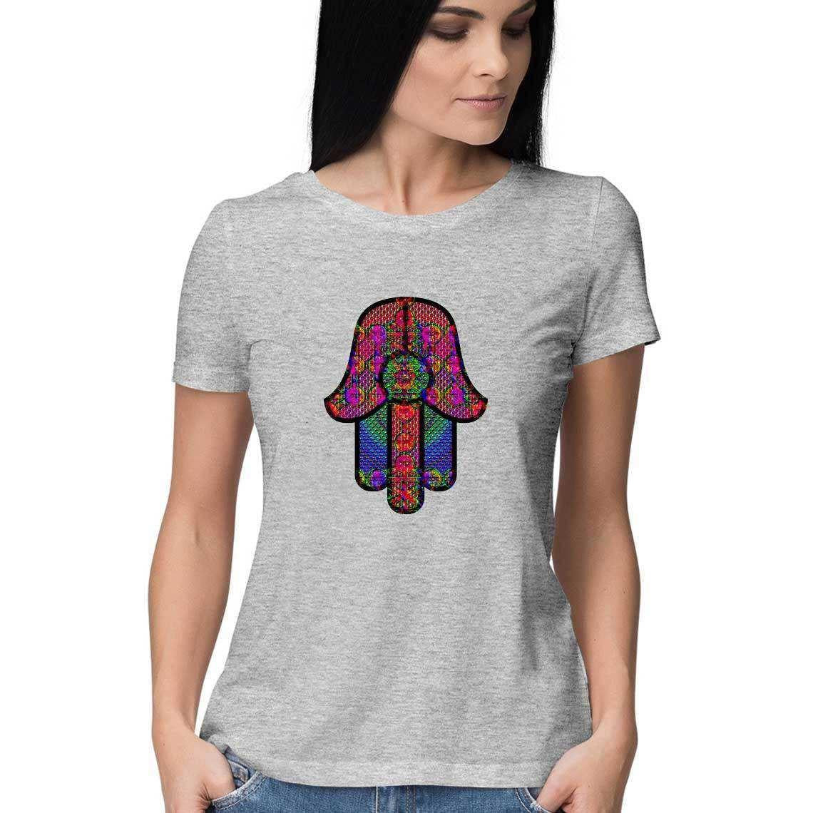 Psychedelic Hamsa Hand that slays all Evil Women's T-Shirt.