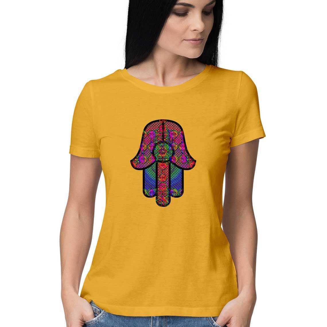 Psychedelic Hamsa Hand that slays all Evil Women's T-Shirt.