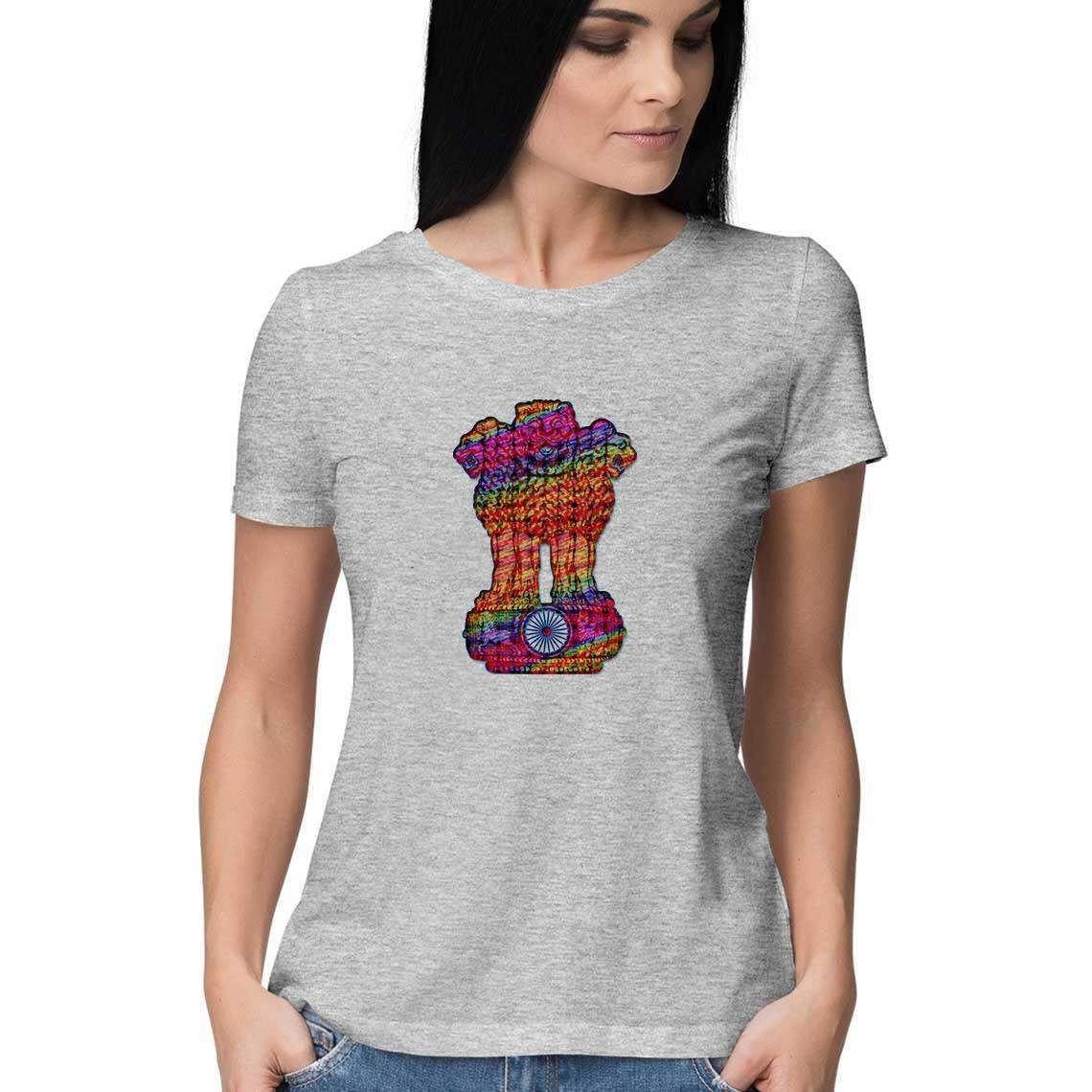 Psychedelic Lion Capital of Ashoka Women's T-Shirt.