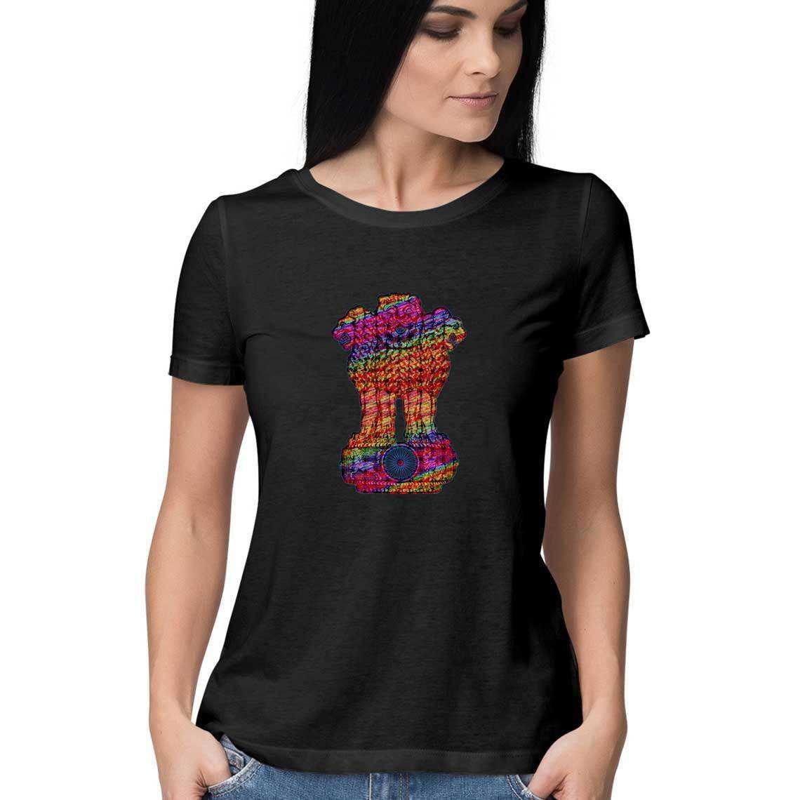 Psychedelic Lion Capital of Ashoka Women's T-Shirt.