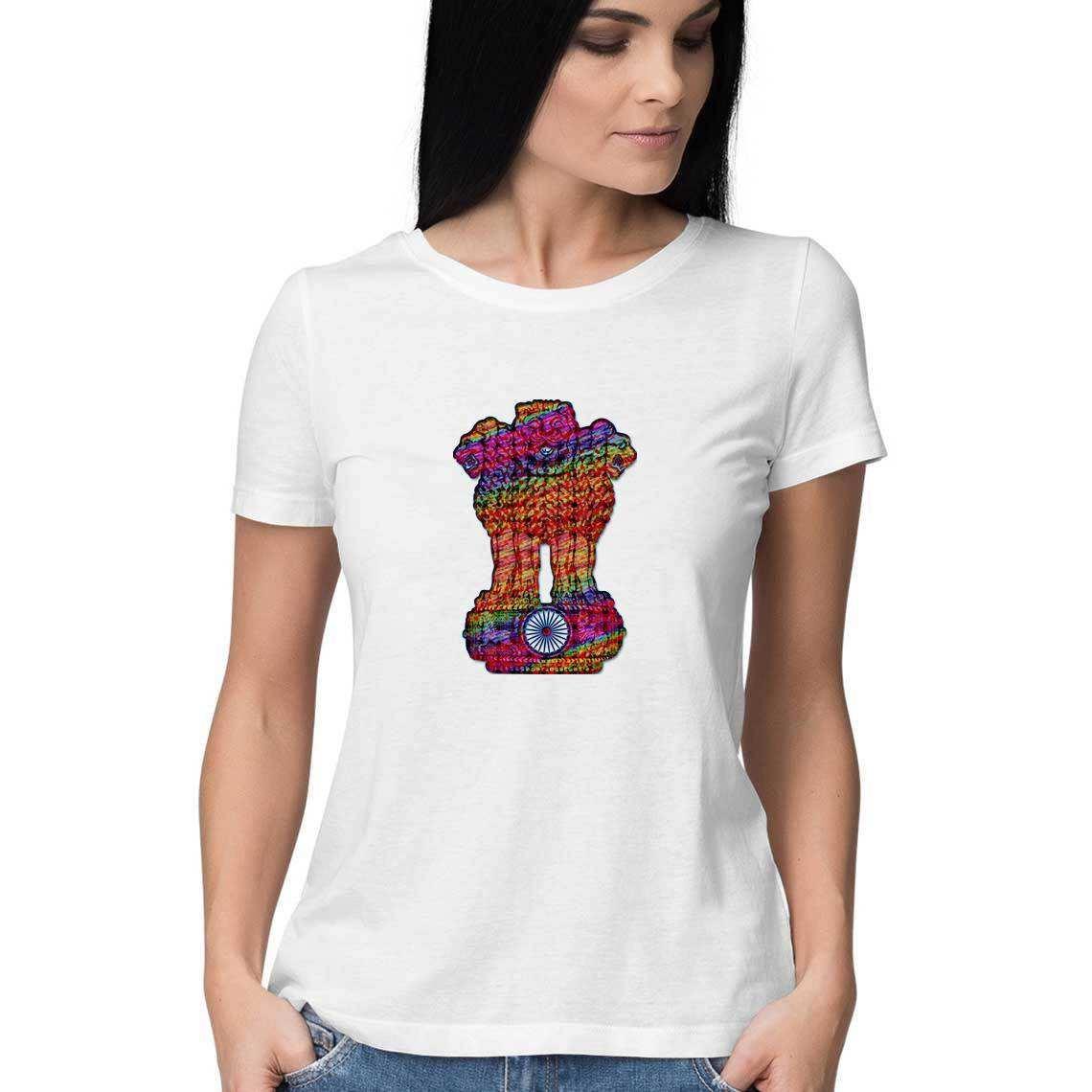 Psychedelic Lion Capital of Ashoka Women's T-Shirt.