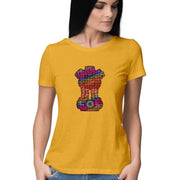Psychedelic Lion Capital of Ashoka Women's T-Shirt - CBD Store India