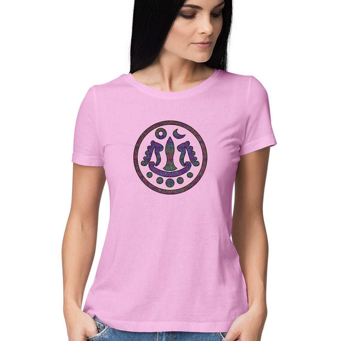Psychedelic Tirthankara Symbol  Women's T-ShirtClothingWomen's Psychedelic Tirthankara T-Shirt | Cotton Fabric