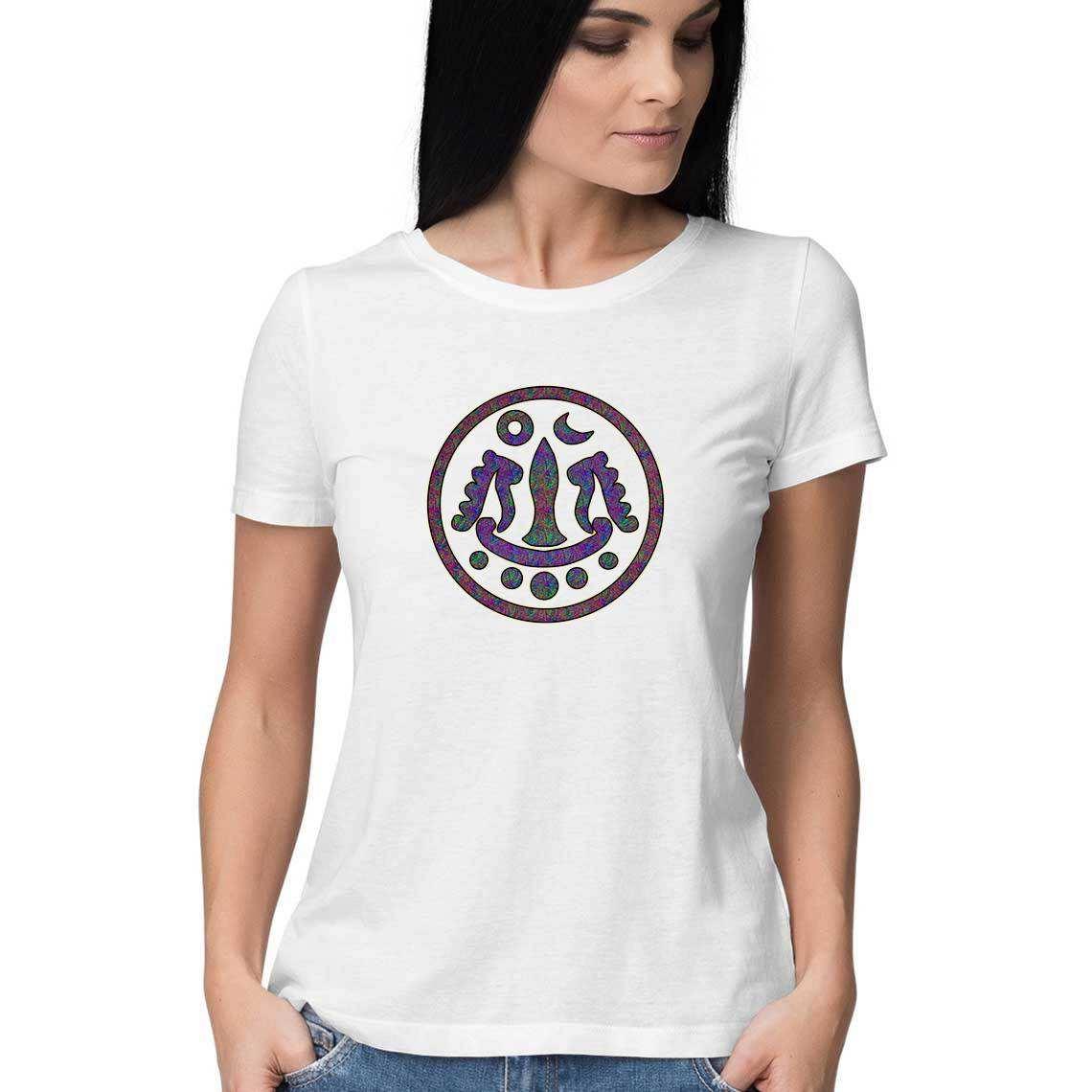 Psychedelic Tirthankara Symbol  Women's T-ShirtClothingWomen's Psychedelic Tirthankara T-Shirt | Cotton Fabric