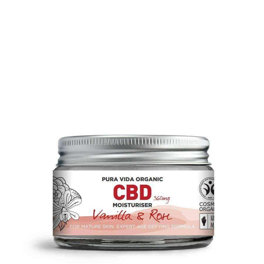 Puravida Organic Anti-Ageing CBD Moisturiser with Vanilla & Rose- 30ML (360 mg CBD).