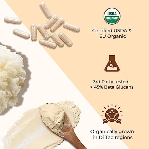 Rooted Actives Tremella Mushroom Extract  (60 Veg caps, 500 mg) | Beauty, Skin Glow, Collagen booster, Hyalyronic acid, HydrationMushroom Extract CapsuleRooted Certified USDA organic Tremella Mushroom Extract Capsules