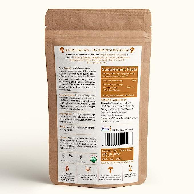 Rooted Chaga mushroom Extract Powder | Blood Sugar, Heart & ImmunityMushroomChaga mushroom Extract Powder | Best for Blood Sugar, Heart & Immunity