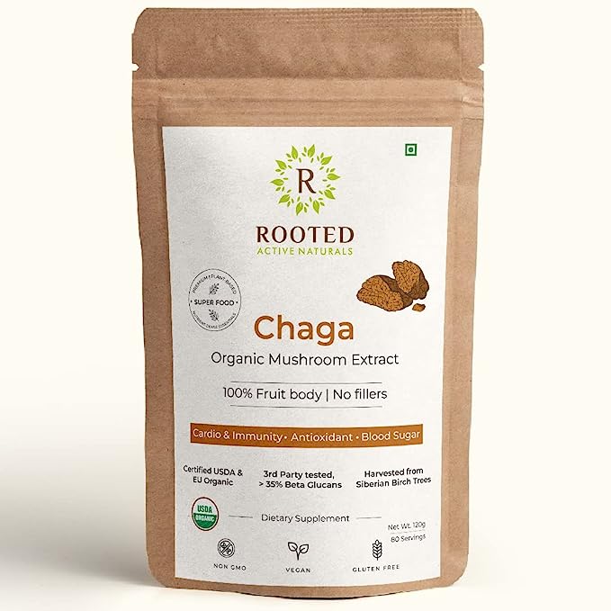 Rooted Chaga mushroom Extract Powder | Blood Sugar, Heart & Immunity - CBD Store India