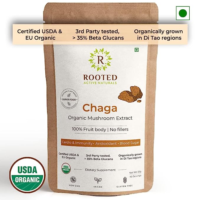 Rooted Chaga mushroom Extract Powder | Blood Sugar, Heart & Immunity - CBD Store India