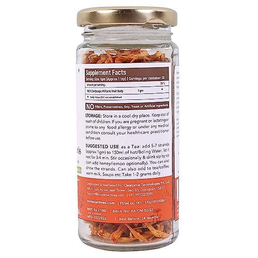 Rooted Actives Cordyceps (Dry Body) | Energy, Stamina, Supports Testosterone, Virility, Lung health | 25g, OrganicMushroomCordyceps Dry Body | Dietary supplement to strengthen Immune System