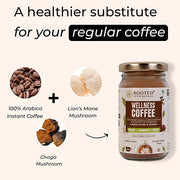Rooted Instant Mushroom Coffee, Arabica coffee enhanced with Superfood Mushrooms (lion's Mane & Chaga) | Focus, Energy, Immunity & Heart health -100 G - CBD Store India