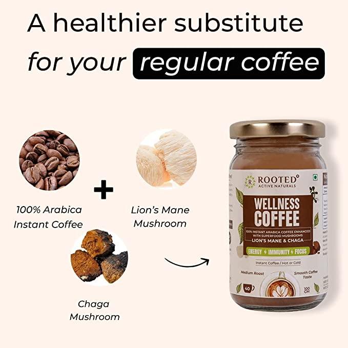 Rooted Actives Wellness Mushroom CoffeeCofee with MushroomWellness Mushroom Coffee | Arabica Coffee Enhanced with Superfood Mushrooms