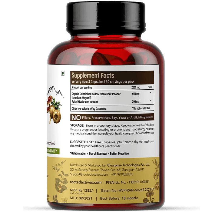 Rooted Maca Root Extract 750Mg - All Natural & NON GMO Maca Root Powder - CBD Store India