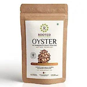 Rooted Actives Oyster Mushroom Extract Powder | Supports Immunity, Cardio Health, Helps Healthy Cholesterol & Maintain Blood Sugar Levels.