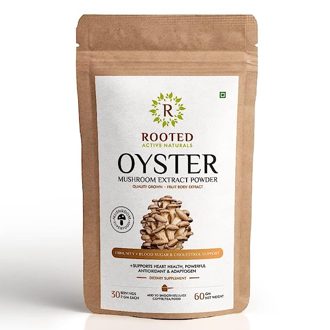 Rooted Oyster Mushroom Extract Powder | Supports Immunity, Cardio Health, Helps Healthy Cholesterol & Maintain Blood Sugar Levels | For Immunomodulatory Support - CBD Store India