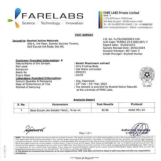 Rooted Actives Reishi mushroom Extract Powder | Heart health, Stress Relief, Liver.  supportUSDA Organic, 30% Beta Glucans.