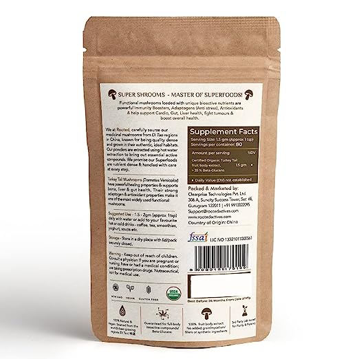 Rooted Turkey Tail mushroom Extract Powder | Gut Health, Liver, Immunity - CBD Store India