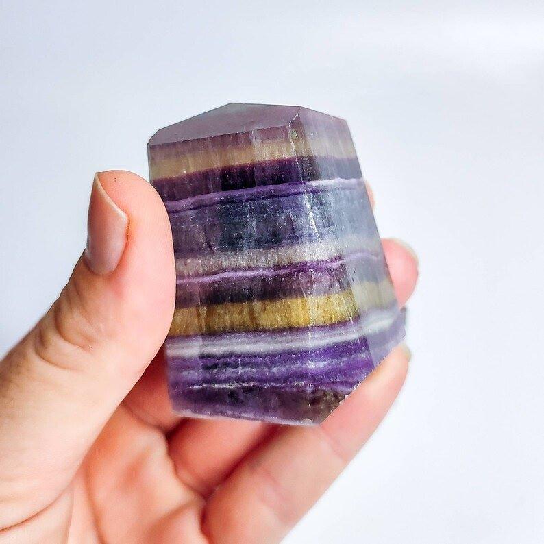 Beautiful Banded Rainbow Fluorite CrystalsGemstones and Crystal
