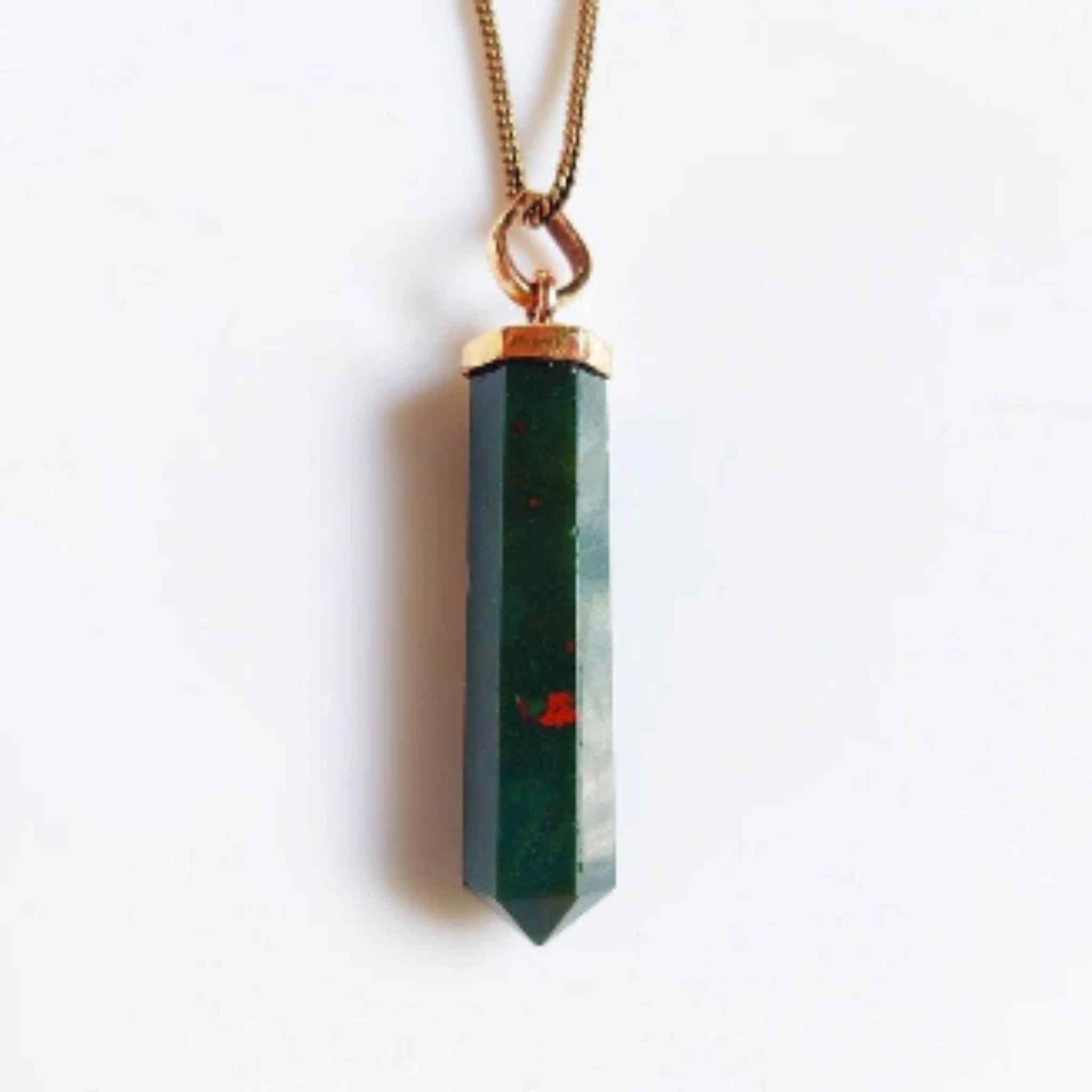 Bloodstone Jasper Pendant Necklace.