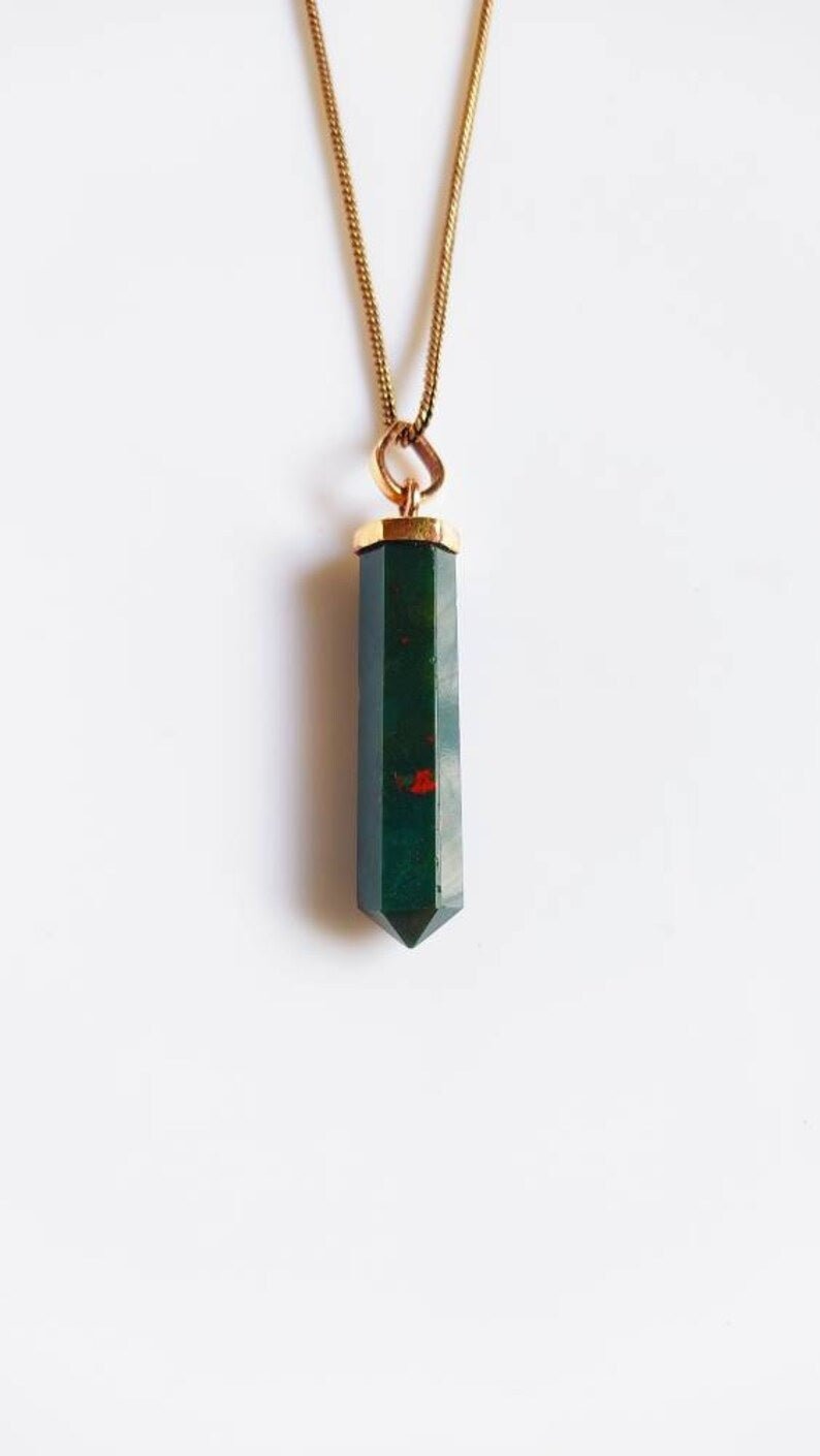 Shanti Shop - Bloodstone Jasper Pendant Necklace - CBD Store India