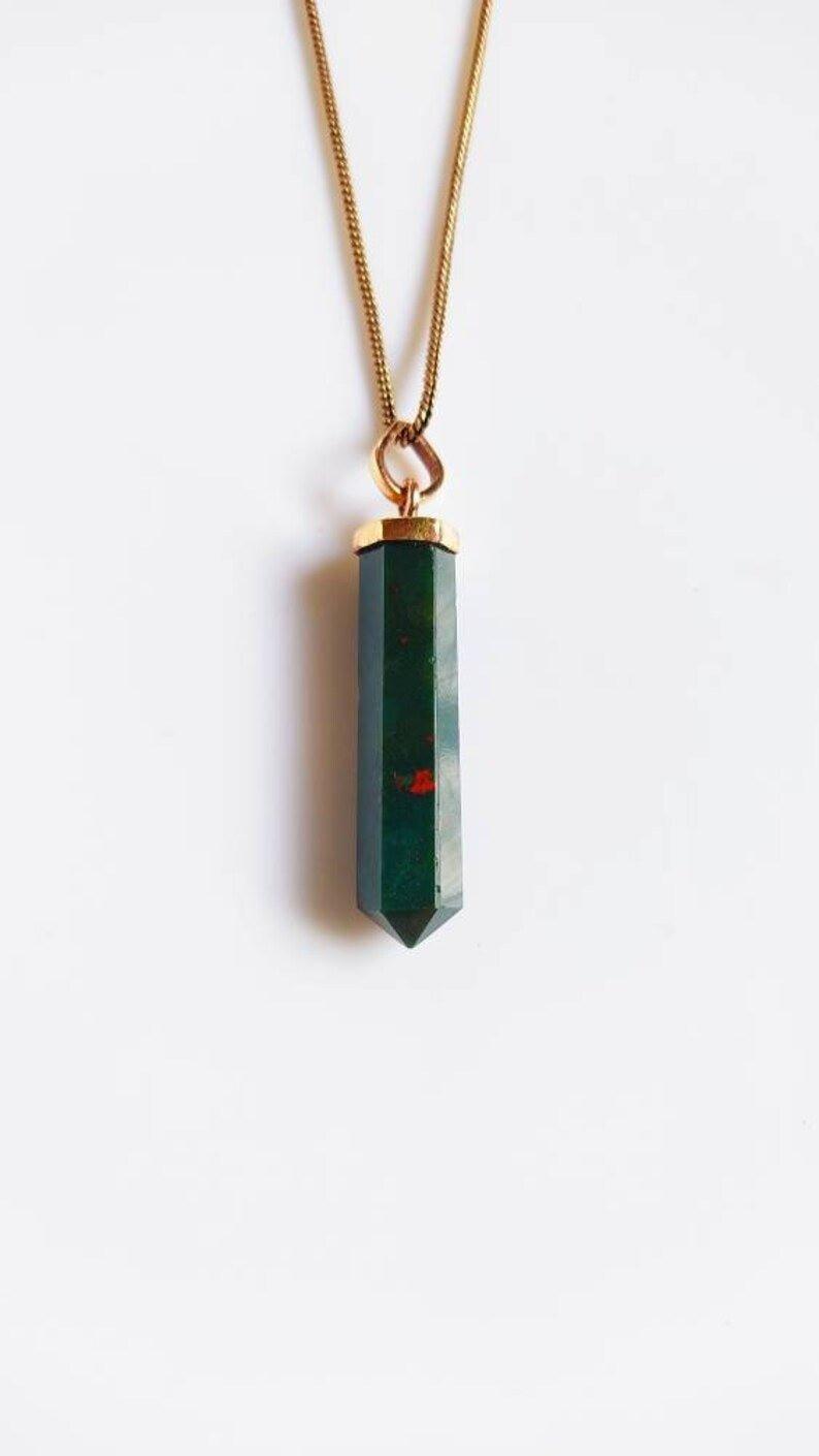 Bloodstone Jasper Pendant Necklace.