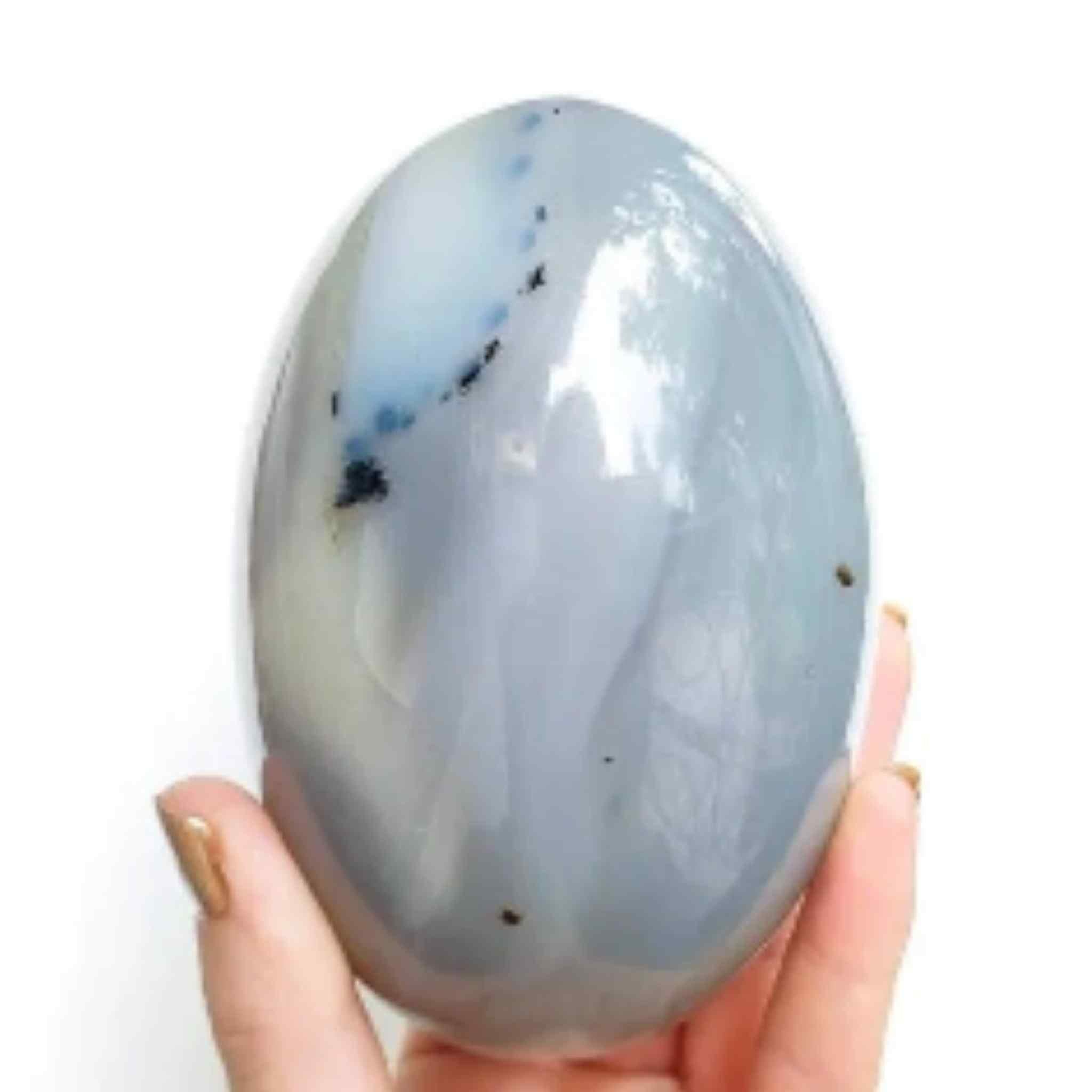 Dendritic Blue Agate Crystal Lingam.