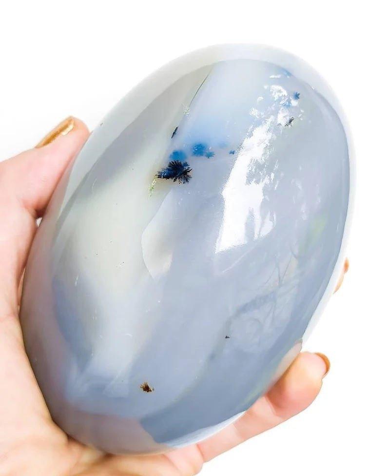 Dendritic Blue Agate Crystal Lingam.