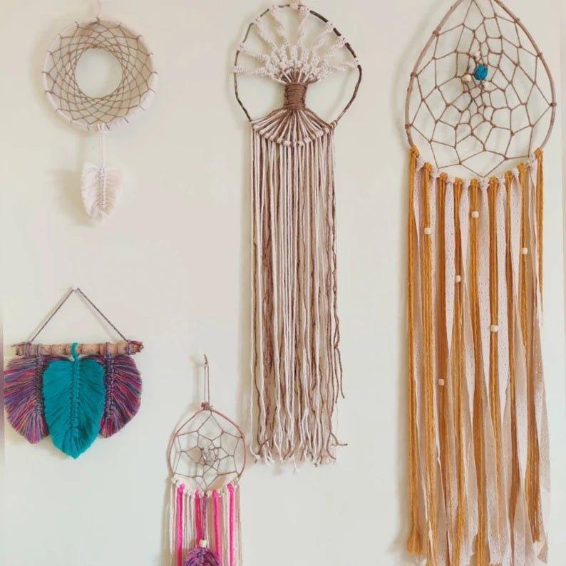 Extra Large 62" Handmade Natural Bohemian Mustard Macrame Dreamcatcher.