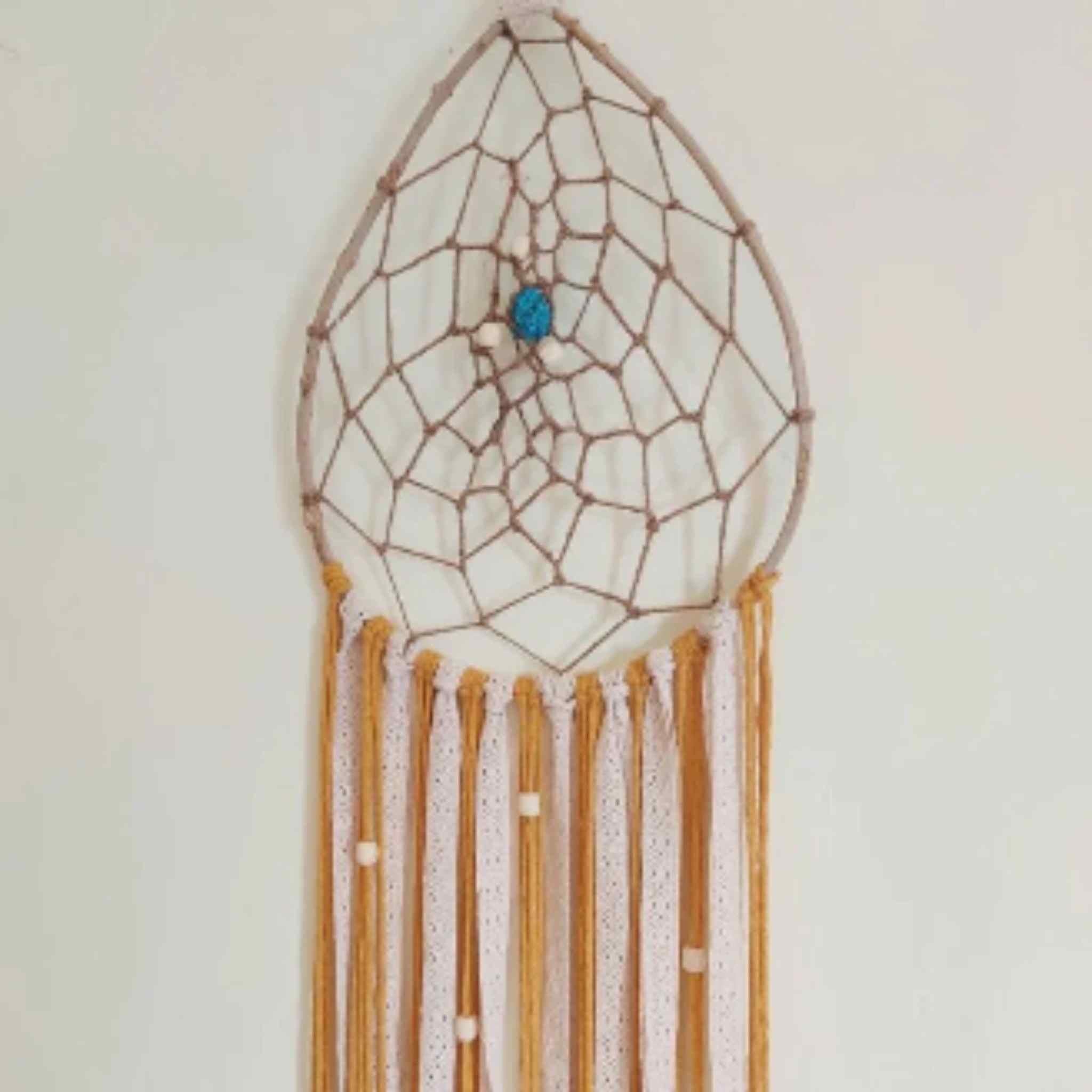 Extra Large 62" Handmade Natural Bohemian Mustard Macrame Dreamcatcher.