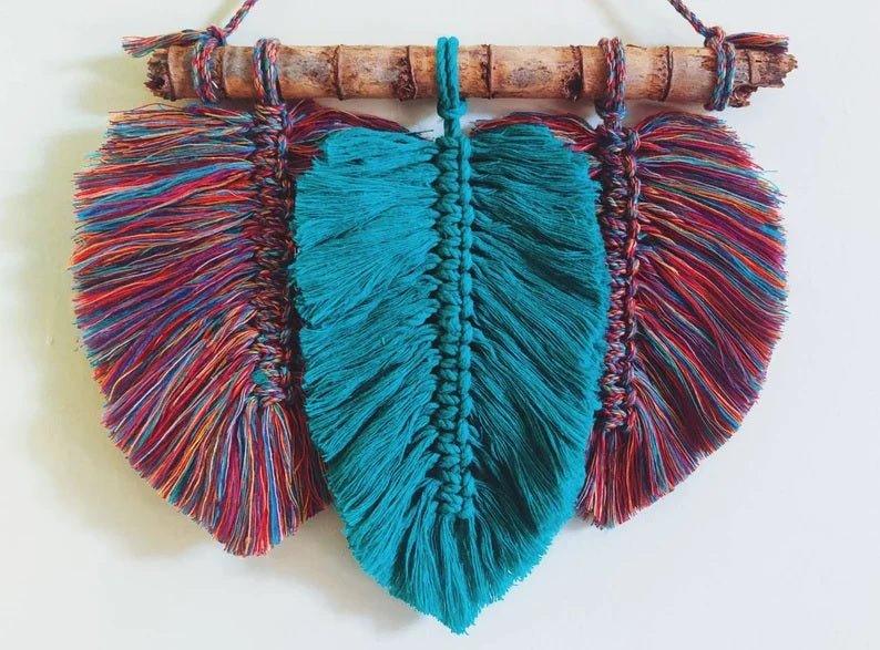 Handmade Bohemian Feather Macrame Wall HangingWall HangingsHandmade Bohemian Feather Macrame Wall Hanging