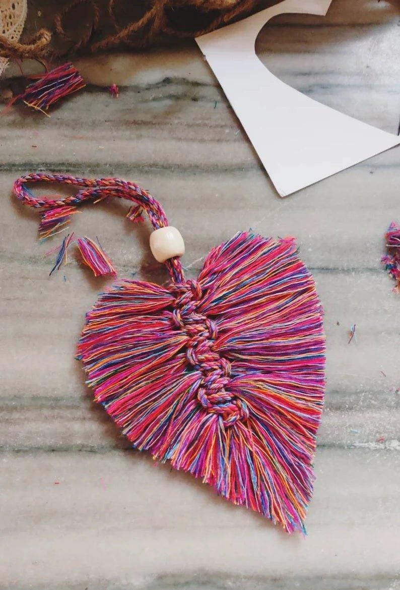 Handmade Natural Bohemian Pink & Rainbow Macrame Dreamcatcher with Raw Clear Quartz Crystal.