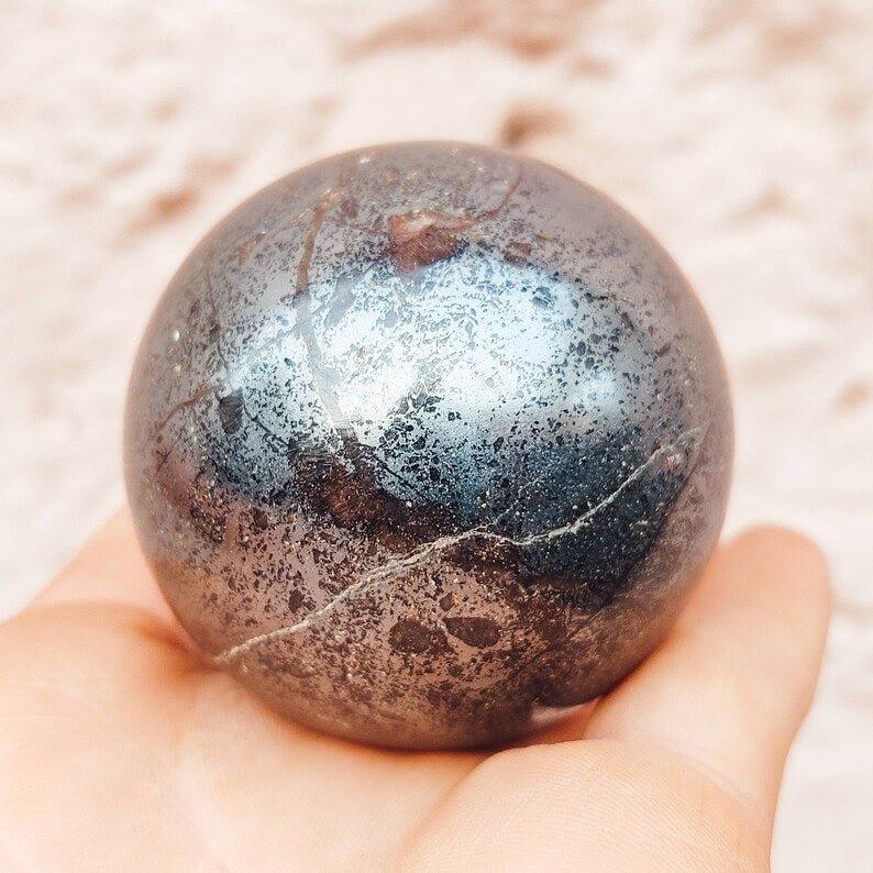 Hematite Mineral Spheres, Pyrite Polished Crystal BallGemstones and CrystalHematite Mineral Spheres, Pyrite Polished Crystal Ball