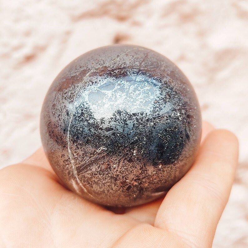 Shanti Shop - Hematite Mineral Spheres, Pyrite Polished Crystal Ball - CBD Store India
