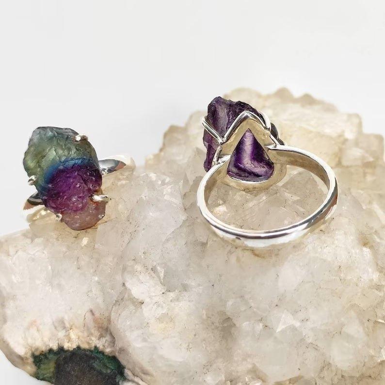 High Quality Raw Rainbow Fluorite CrystalGemstones and CrystalHigh Quality Raw Rainbow Fluorite Crystal