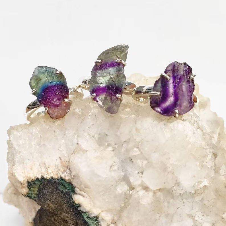 High Quality Raw Rainbow Fluorite CrystalGemstones and CrystalHigh Quality Raw Rainbow Fluorite Crystal
