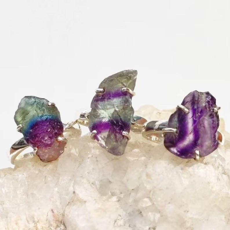 High Quality Raw Rainbow Fluorite CrystalGemstones and CrystalHigh Quality Raw Rainbow Fluorite Crystal